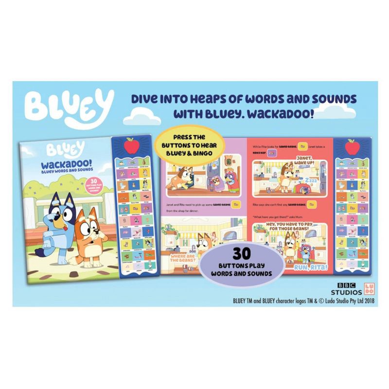 slide 6 of 6, Bluey Wackadoo! Words and Sounds - 30 Button Sound Book (Hardcover), 1 ct