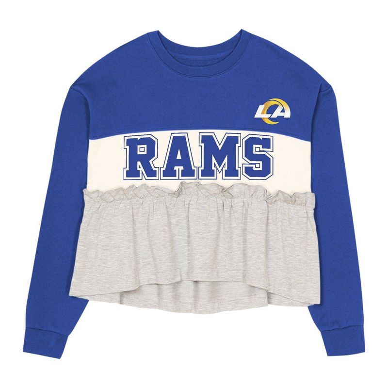 slide 2 of 3, NFL Los Angeles Rams Girls' Crew Neck Fleece Sweatshirt - XS, 1 ct