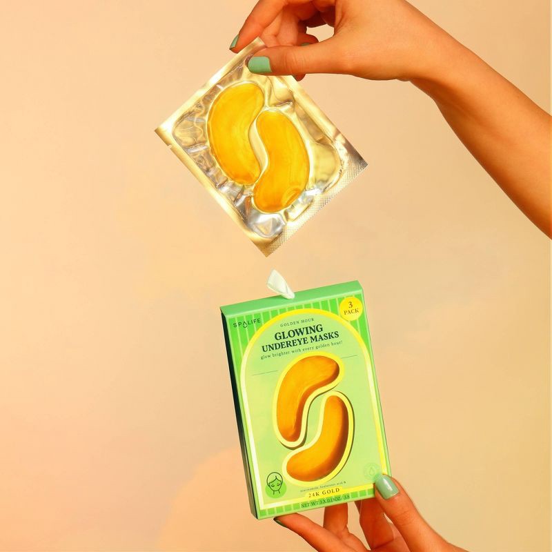 slide 2 of 5, SpaLife Glowing Undereye Mask - Golden Hour - 3ct, 3 ct