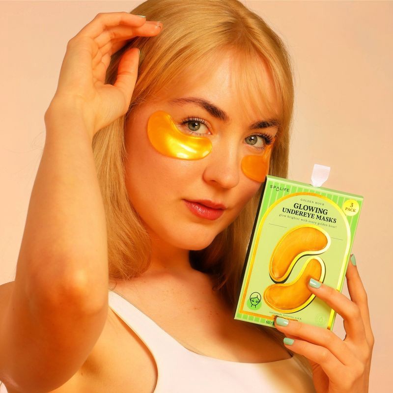 slide 4 of 5, SpaLife Glowing Undereye Mask - Golden Hour - 3ct, 3 ct