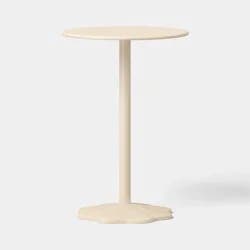 Steel Round Pedestal Accent Patio End Table Cream - Room Essentials™