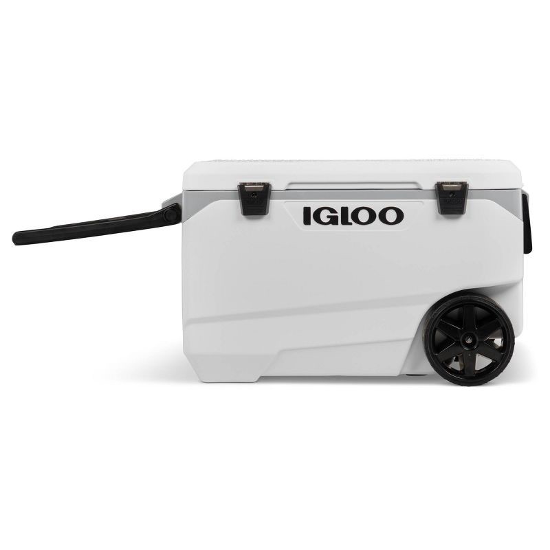 slide 3 of 14, Igloo Latitude 137 Cans 90 Quart Rolling Cooler - White: Polyethylene, Tow Handle, 137 cans, 90 qt