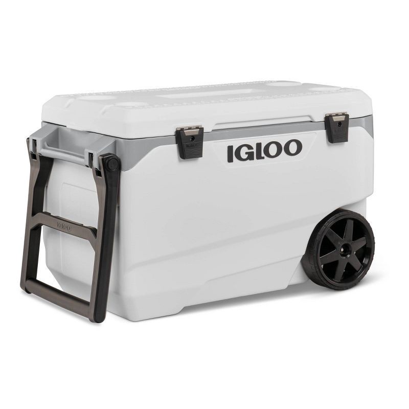 slide 1 of 14, Igloo Latitude 137 Cans 90 Quart Rolling Cooler - White: Polyethylene, Tow Handle, 137 cans, 90 qt