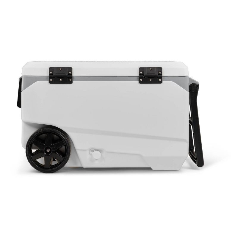 slide 7 of 14, Igloo Latitude 137 Cans 90 Quart Rolling Cooler - White: Polyethylene, Tow Handle, 137 cans, 90 qt