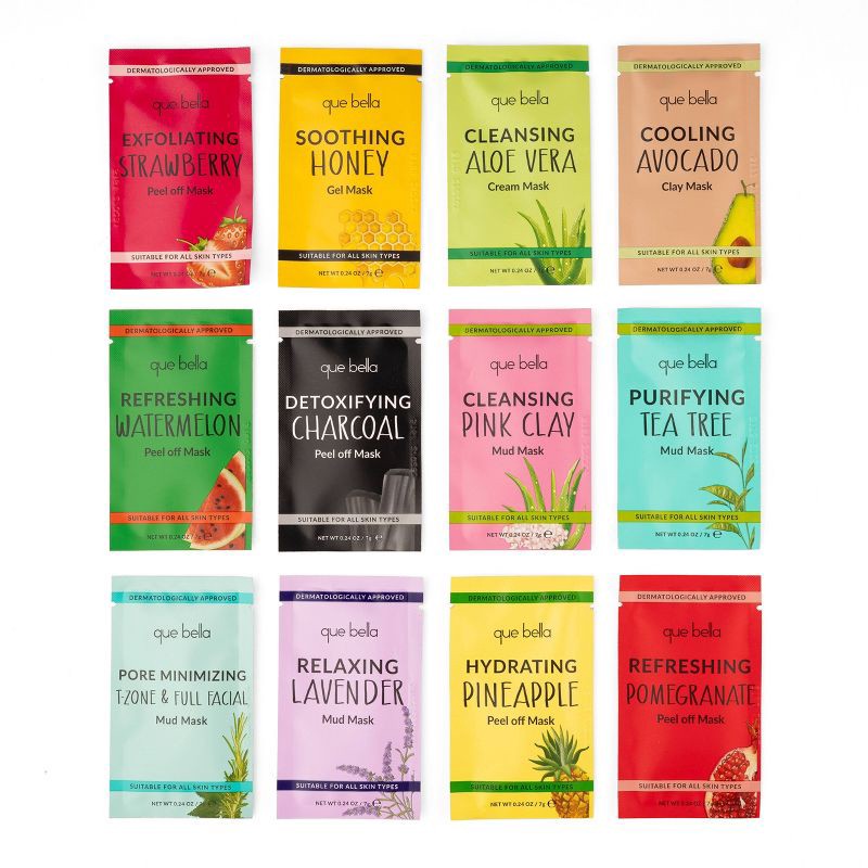 slide 3 of 7, Que Bella Advent Calendar 12 days of Masking Gift Set - 12ct/2.88 fl oz, 12 ct, 2.88 fl oz