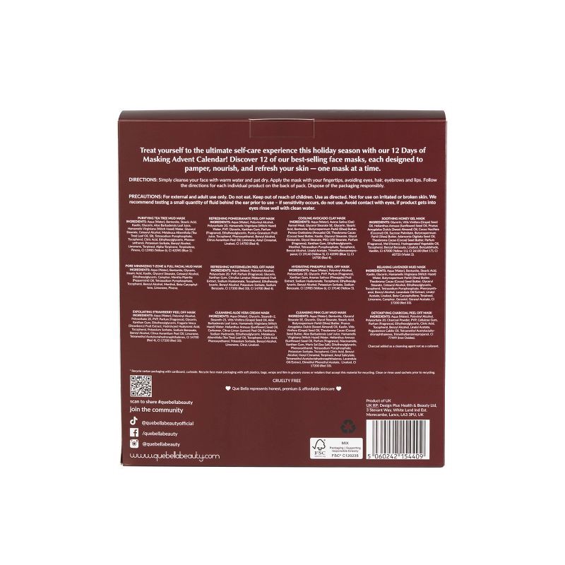 slide 4 of 7, Que Bella Advent Calendar 12 days of Masking Gift Set - 12ct/2.88 fl oz, 12 ct, 2.88 fl oz