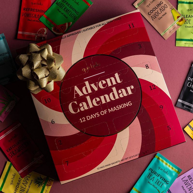 slide 6 of 7, Que Bella Advent Calendar 12 days of Masking Gift Set - 12ct/2.88 fl oz, 12 ct, 2.88 fl oz