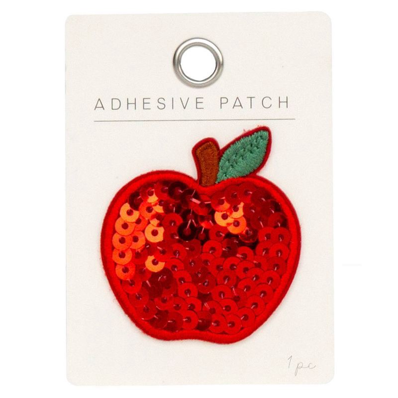 slide 1 of 5, Horizon Group Sequin Apple Adhesive Patch, 1 ct