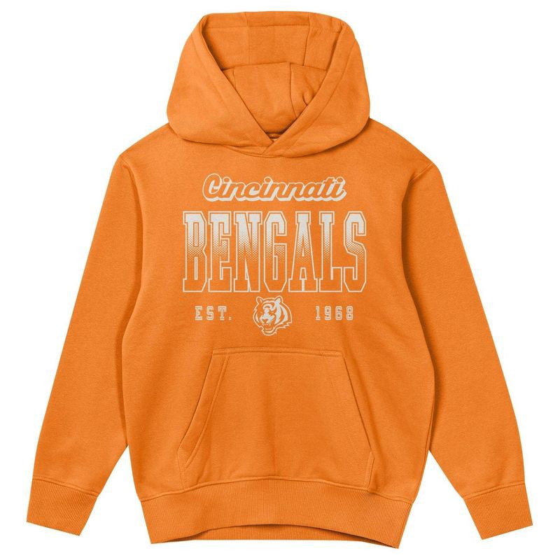 slide 2 of 3, NFL Cincinnati Bengals Girls' Washed Fleece Hooded Sweatshirt - S, 1 ct