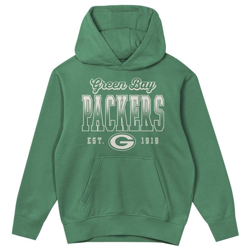 slide 2 of 3, NFL Green Bay Packers Girls' Washed Fleece Hooded Sweatshirt - L, 1 ct