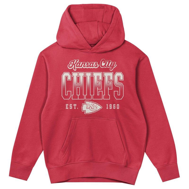 slide 2 of 3, NFL Kansas City Chiefs Girls' Washed Fleece Hooded Sweatshirt - L, 1 ct