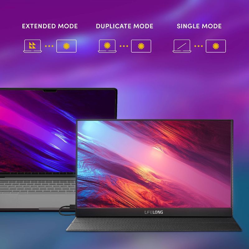 slide 3 of 6, Lifelong 1920 x 1080 15.6" 1080P Portable Monitor G70-T: IPS, Built-In Speakers, 60Hz, HDMI & USB-C, 1 ct