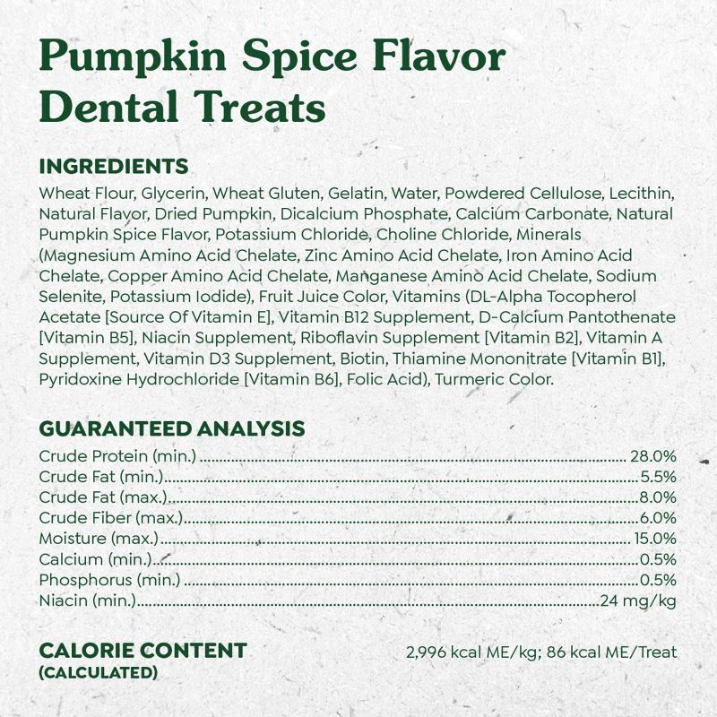 slide 11 of 12, Greenies Pumpkin Spice Flavor Regular Dental and Hard Chews Dog Treats - 6oz/6ct, 6 ct; 6 oz