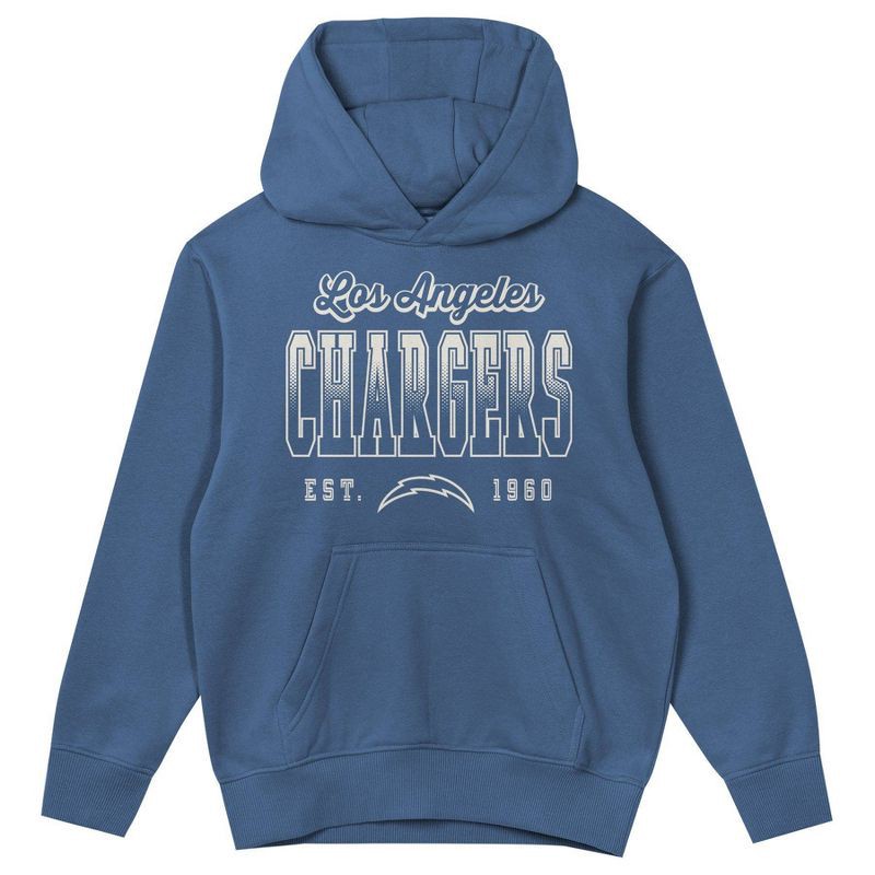 slide 2 of 3, NFL Los Angeles Chargers Girls' Washed Fleece Hooded Sweatshirt - S, 1 ct