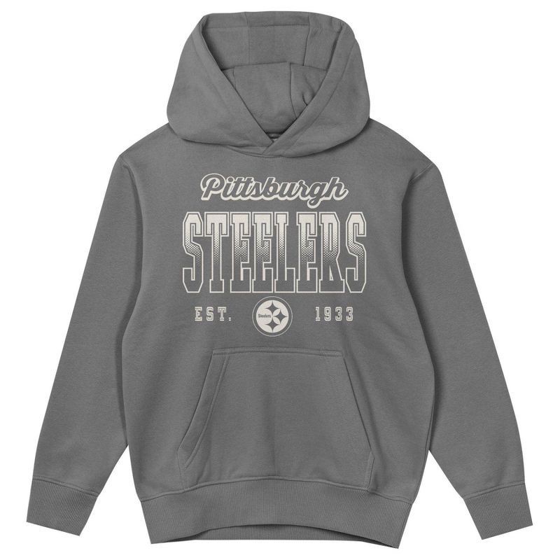 slide 2 of 3, NFL Pittsburgh Steelers Girls' Washed Fleece Hooded Sweatshirt - L, 1 ct
