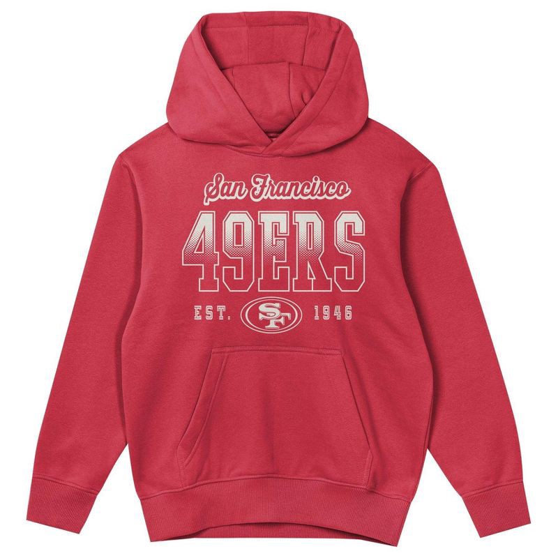 slide 2 of 3, NFL San Francisco 49ers Girls' Washed Fleece Hooded Sweatshirt - XS, 1 ct