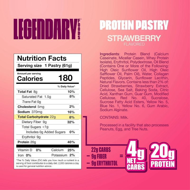 slide 5 of 6, Legendary Foods Gluten Free and Keto Friendly Protein Pastry - Strawberry - 2.2oz, 2.2 oz