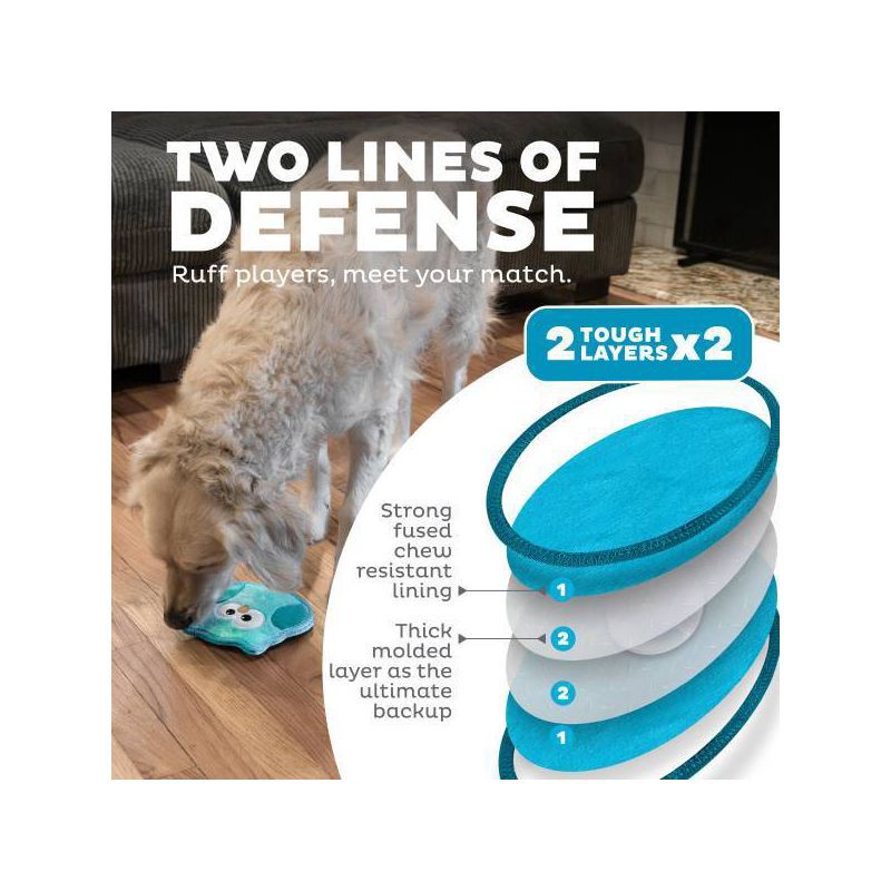 slide 4 of 7, Outward Hound Tough Skinz Owl Dog Animal Toy - Blue, 1 ct