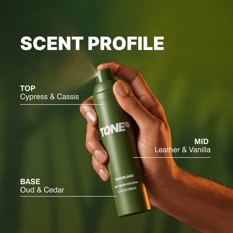 slide 5 of 8, TONE by AMP On-The-Go Cologne & Body Mist - Woodland - 100ml, 100 ml
