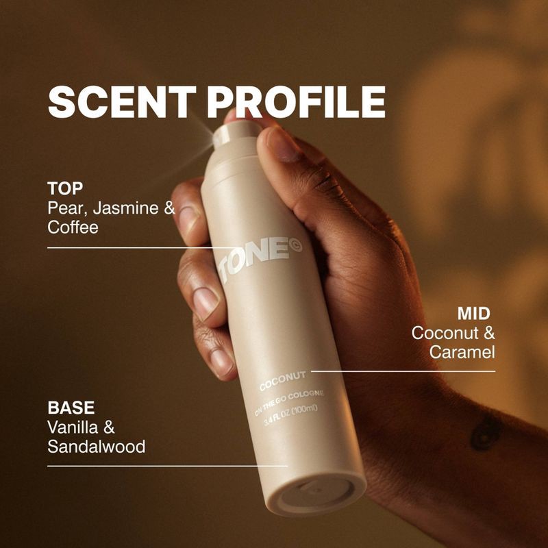 slide 5 of 7, TONE by AMP On-The-Go Cologne & Body Mist - Coconut - 100ml, 100 ml