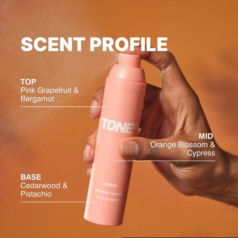 slide 5 of 7, TONE by AMP On-The-Go Cologne & Body Mist - Travel Size - Citrus - 100ml, 100 ml