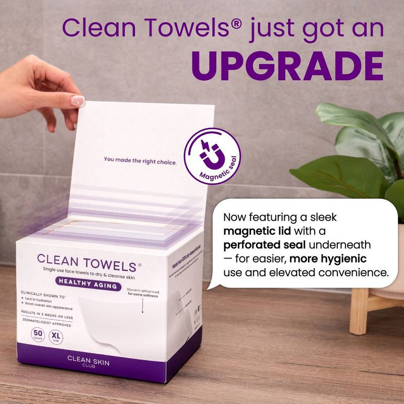 slide 8 of 11, Clean Skin Club Clean Towels Healthy Aging - XL - 50ct, 50 ct