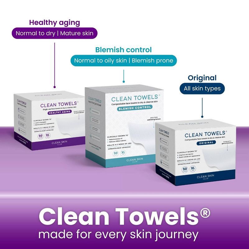 slide 11 of 11, Clean Skin Club Clean Towels Healthy Aging - XL - 50ct, 50 ct