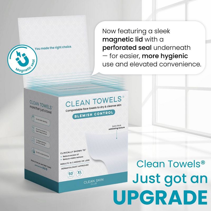 slide 8 of 11, Clean Skin Club Clean Towels Blemish Control - XL - 50ct, 50 ct