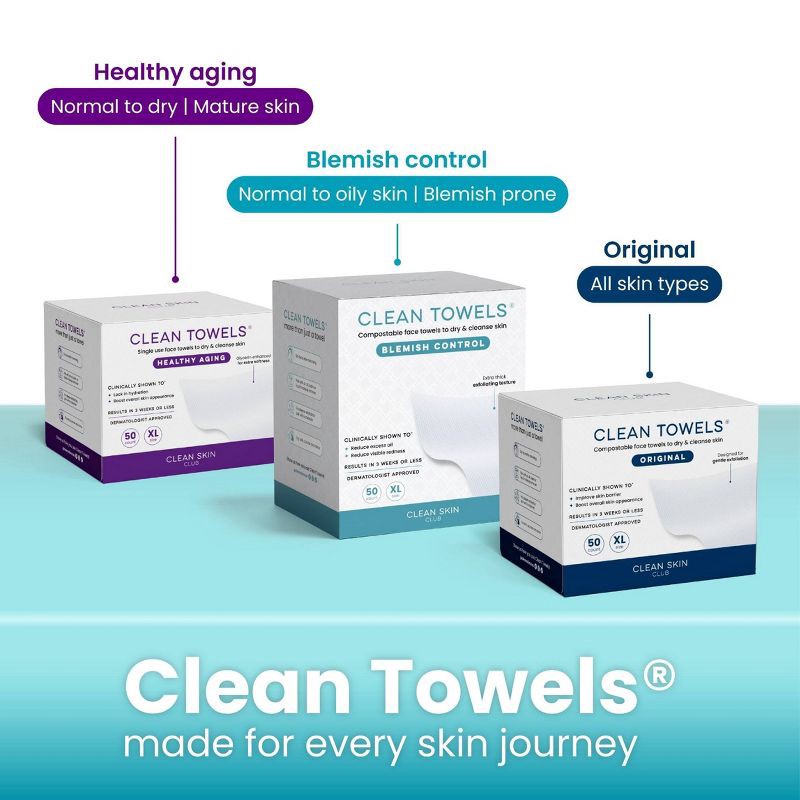 slide 11 of 11, Clean Skin Club Clean Towels Blemish Control - XL - 50ct, 50 ct