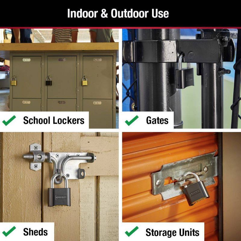 slide 4 of 7, Master Lock Black Combination Lock 2" W Solid Body Padlock - 178D, 1 ct