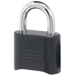 Master Lock Black Combination Lock 2" W Solid Body Padlock - 178D