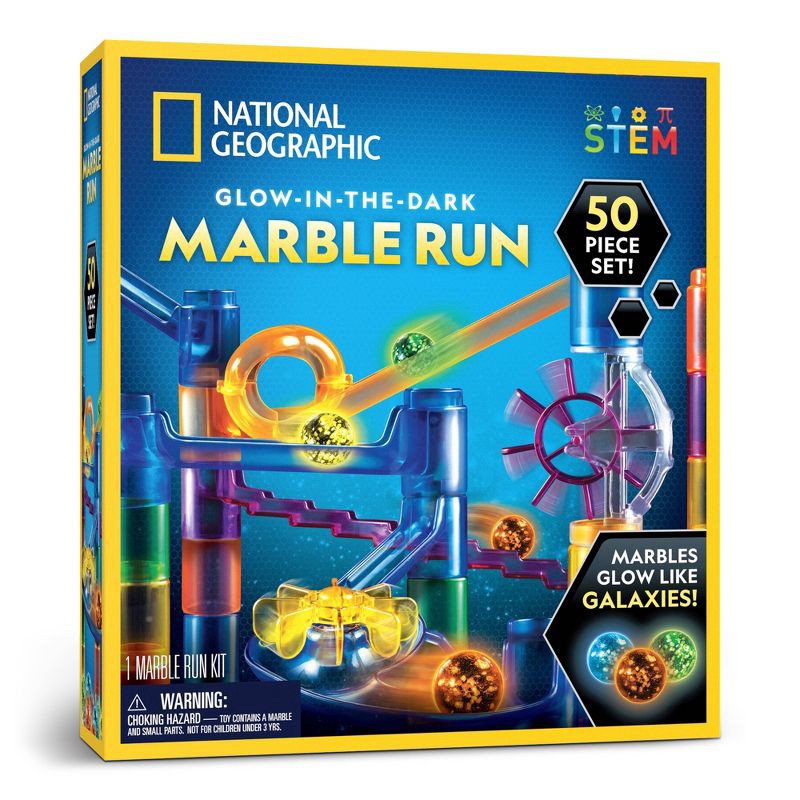 slide 1 of 8, National Geographic Glow in the Dark Marble Run - 50pc: Educational Focus on Creative Thinking & Engineering, Grades 2-11, 50 ct