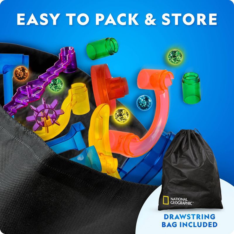 slide 3 of 8, National Geographic Glow in the Dark Marble Run - 50pc: Educational Focus on Creative Thinking & Engineering, Grades 2-11, 50 ct