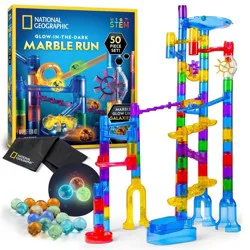 National Geographic Glow in the Dark Marble Run - 50pc: Educational Focus on Creative Thinking & Engineering, Grades 2-11