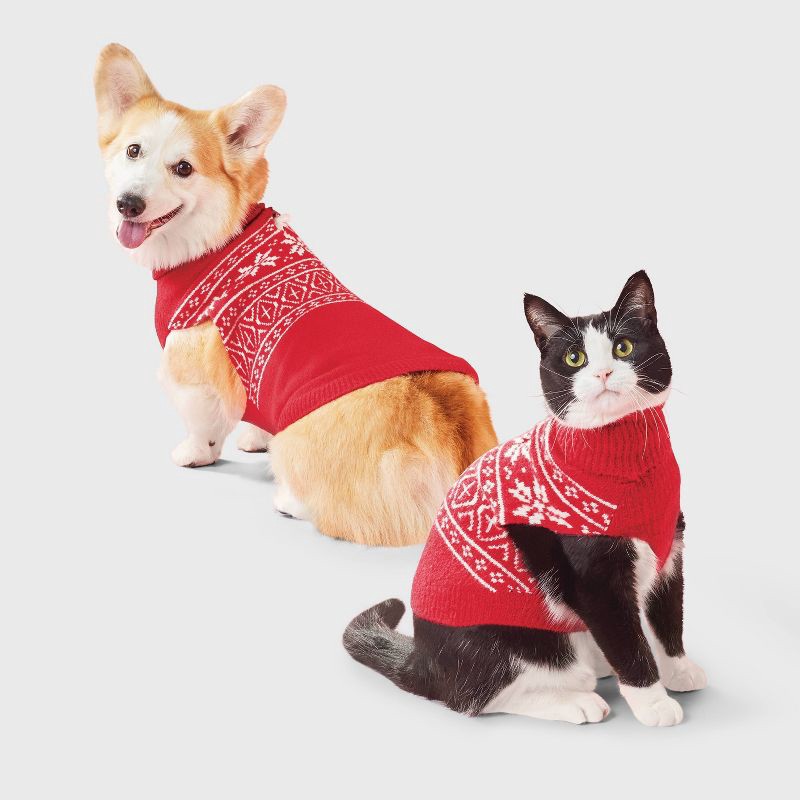 slide 1 of 6, Fair Isle Dog and Cat Sweater - Boots & Barkley™ Red XS, 1 ct