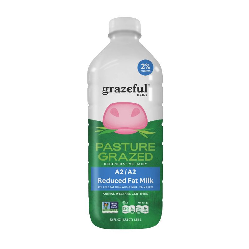 slide 1 of 5, Grazeful Dairy 2% Pasture Raised Reduced Fat Milk - 52 fl oz, 52 fl oz