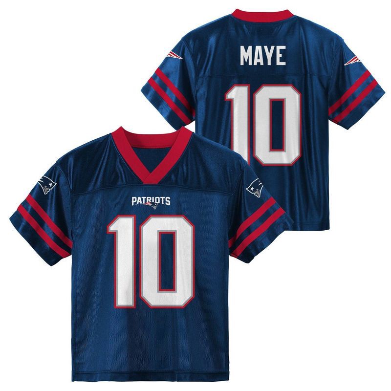 slide 1 of 3, NFL New England Patriots Drake Maye Toddler Boys' Short Sleeve Jersey - 3T, 1 ct