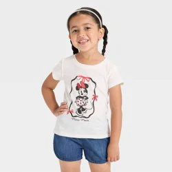 Toddler Girls' Disney Minnie Mouse Short Sleeve Graphic T-Shirt - Off-White 3T