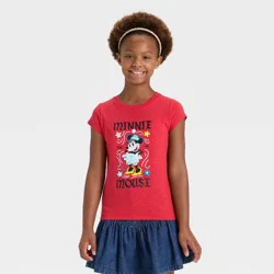Girls' Disney Minnie Mouse Short Sleeve Graphic T-Shirt - Red S