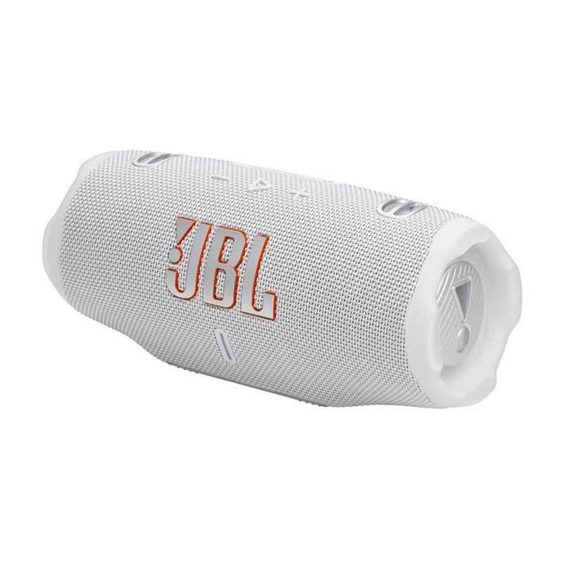 slide 4 of 8, JBL Charge 6 Portable Speaker - White: Bluetooth, IP68, USB-C, 28H Battery, 1 ct
