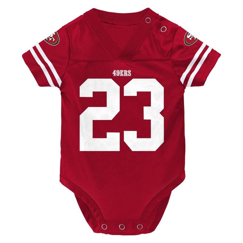 slide 2 of 3, NFL San Francisco 49ers Christian McCaffrey Boys' Bodysuit - 3-6M, 1 ct