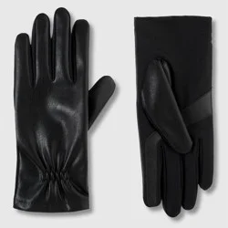 Isotoner Faux Leather Gloves - Black S/M