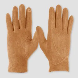 Isotoner Stretch Microsuede Gloves - Cognac L/XL