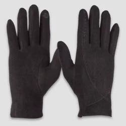 Isotoner Quilted Spandex Gloves - Black S/M