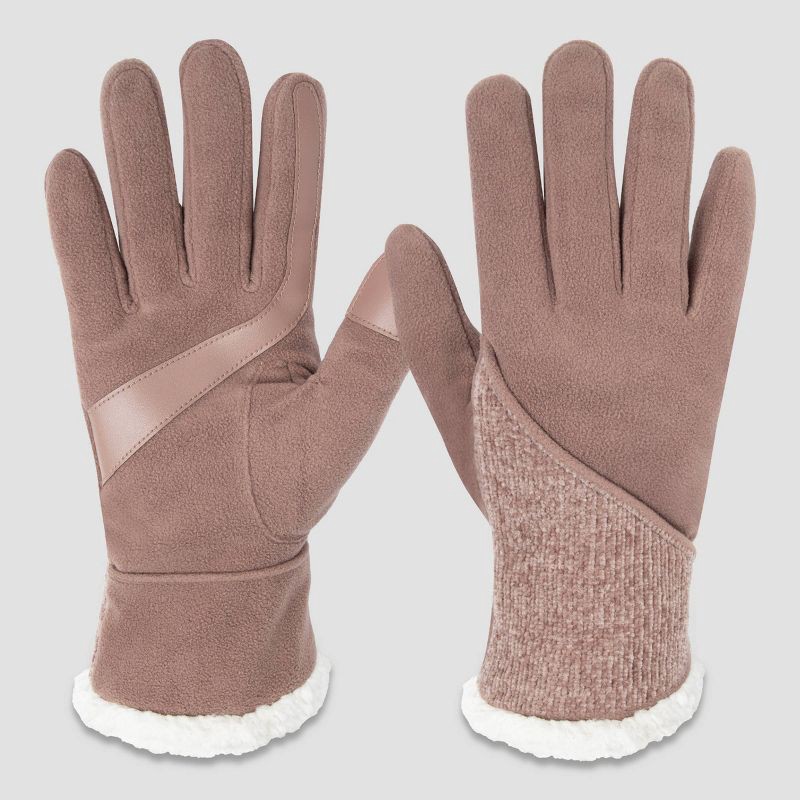 slide 2 of 3, Isotoner Fleece Chenille Gloves - Deep Taupe One Size Fits Most, 1 ct