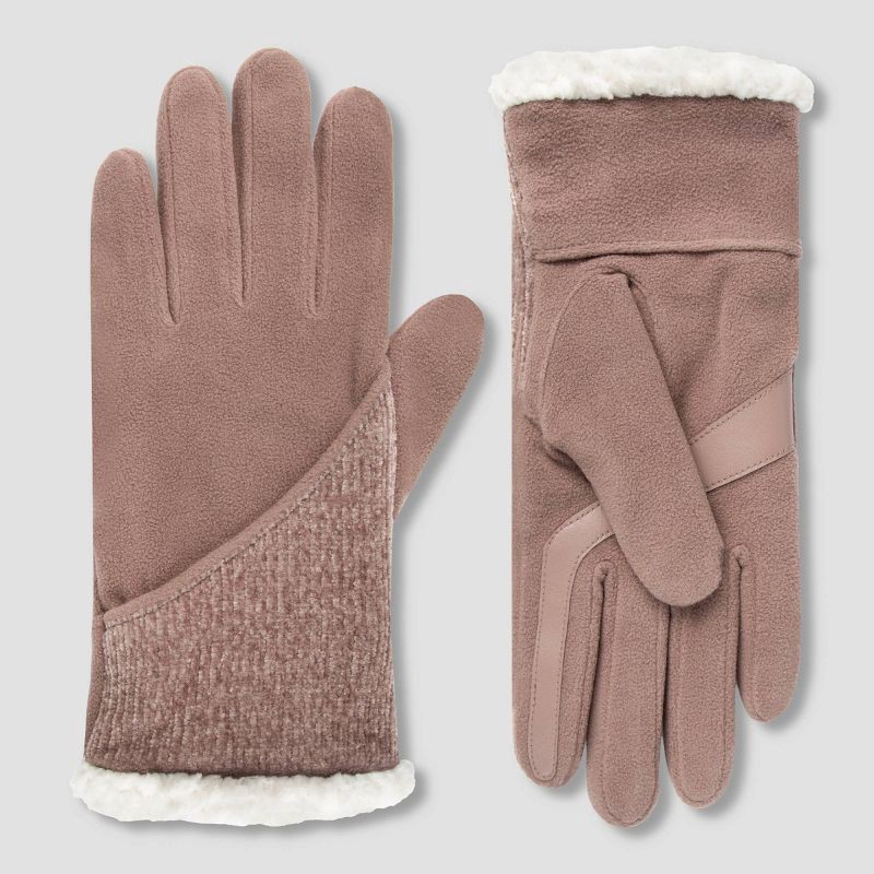 slide 3 of 3, Isotoner Fleece Chenille Gloves - Deep Taupe One Size Fits Most, 1 ct