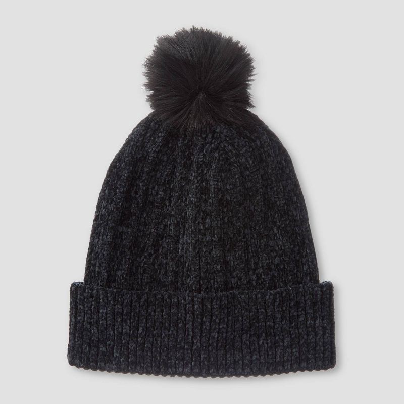 slide 1 of 3, Isotoner Chenille Beanie - Black, 1 ct