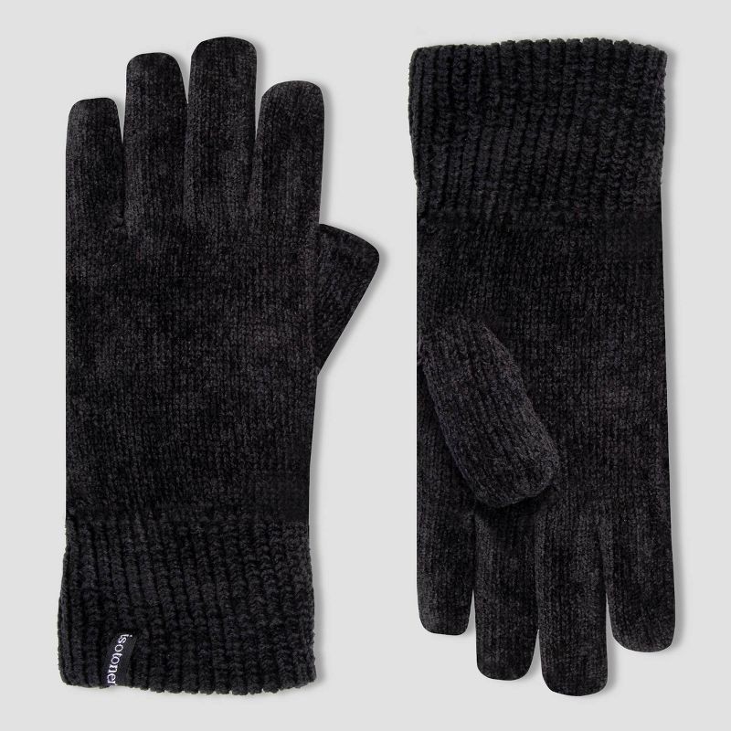 slide 1 of 2, Isotoner Chenille Gloves - Black, 1 ct