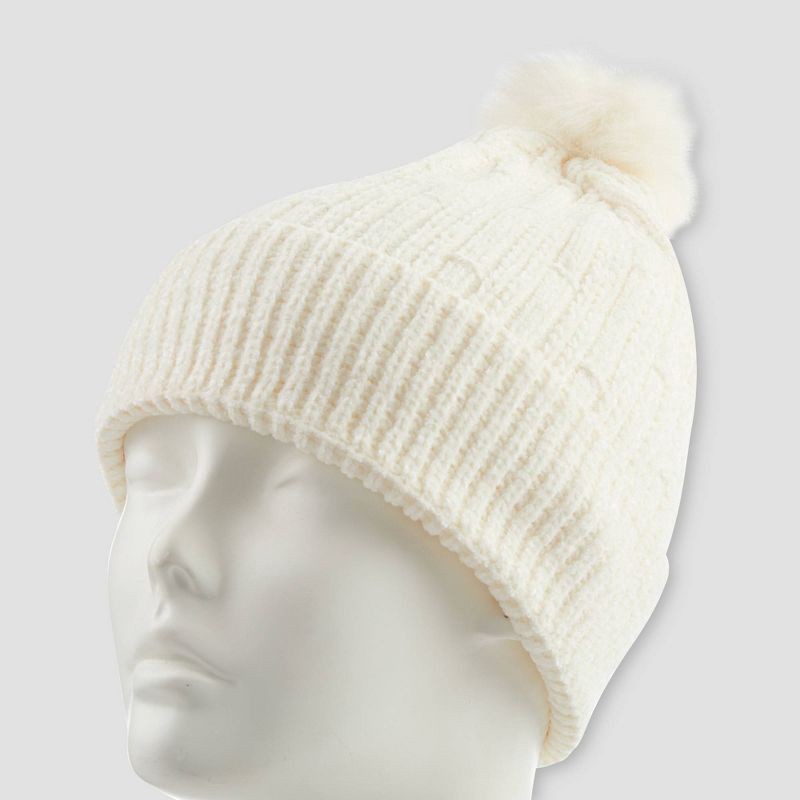 slide 1 of 2, Isotoner Chenille Beanie - White, 1 ct