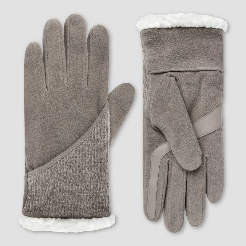 slide 2 of 2, Isotoner Fleece Chenille Gloves - Gray One Size Fits Most, 1 ct